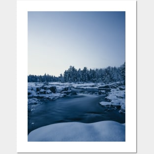 Winter Pabineau Falls River, New Brunswick Canada V1 Posters and Art